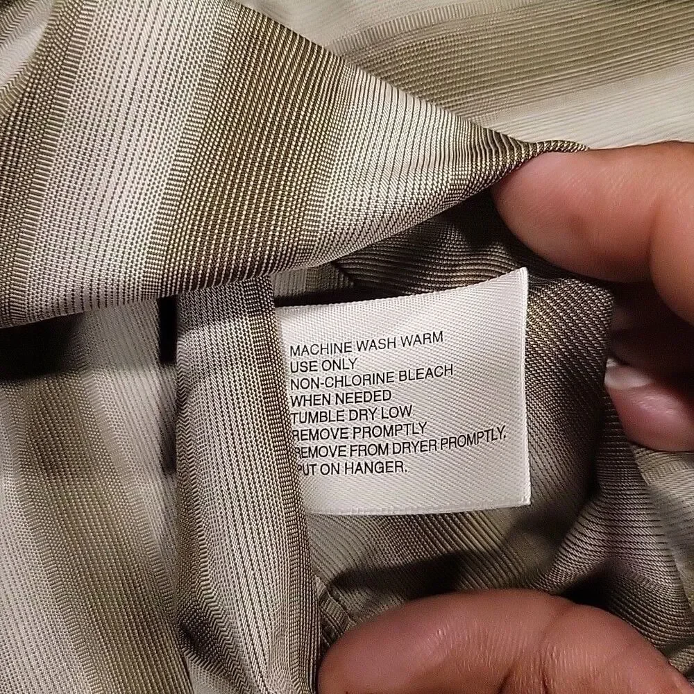 J.Ferrar Men's Olive Green Striped Dress Shirt Size 16.5 34-35 - Picture 4 of 6